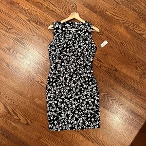 Old Navy Ponte Sheath Sleeveless Dress Sz S in Black/White Floral NWT
